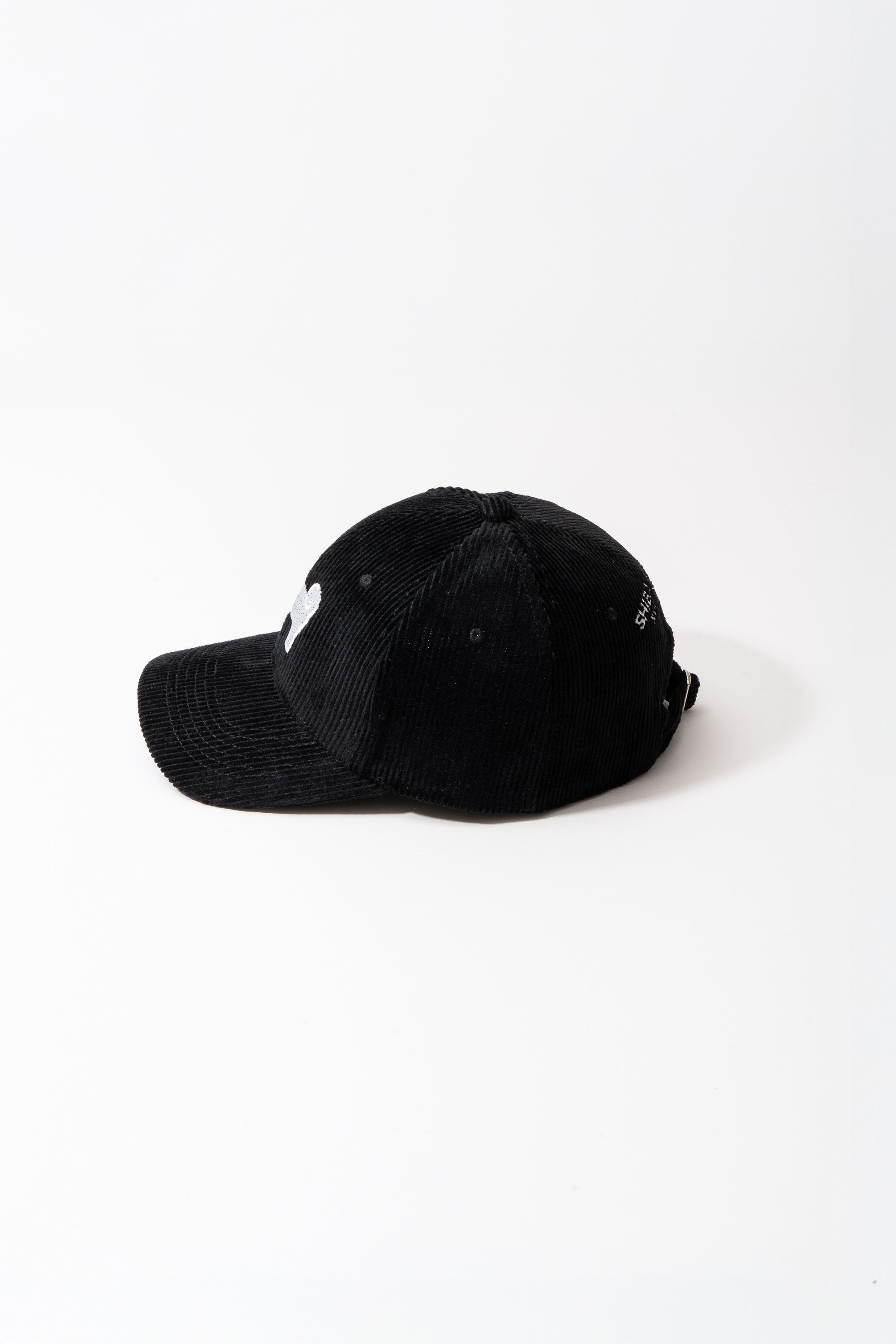 Shiba Inu Dog Embroidered Corduroy Baseball Cap - Black Onyx