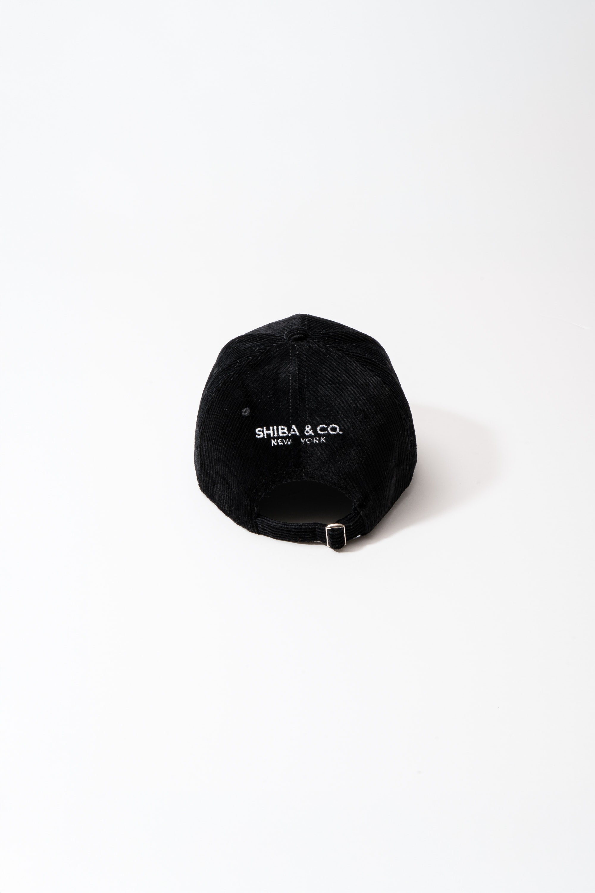 Shiba Inu Dog Embroidered Corduroy Baseball Cap - Black Onyx