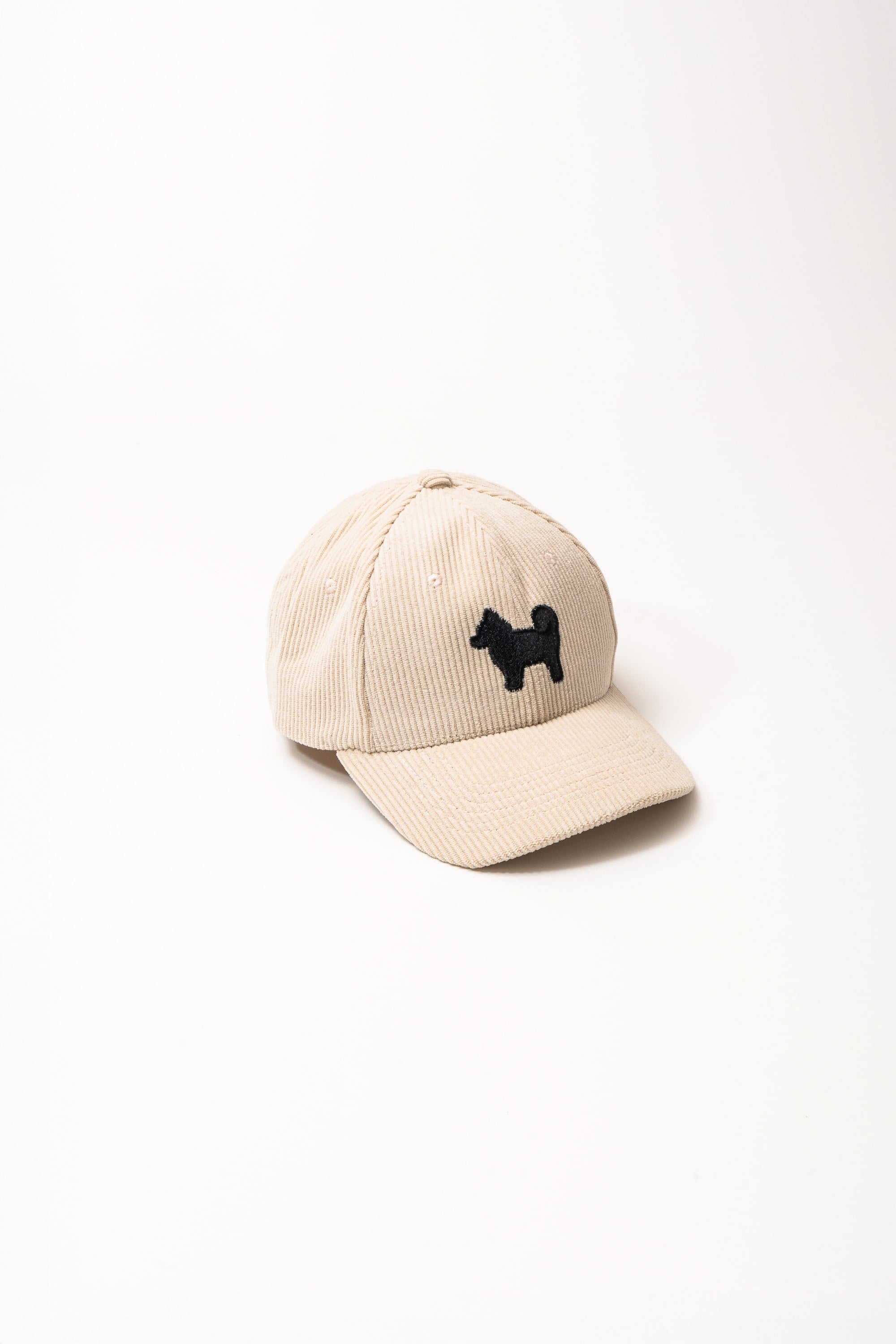 Shiba Inu Dog Embroidered Corduroy Baseball Cap - Angora Beige