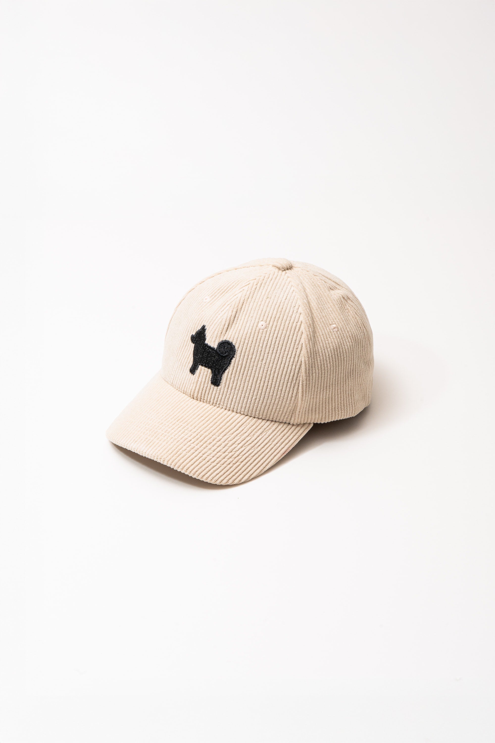 Shiba Inu Dog Embroidered Corduroy Baseball Cap - Angora Beige