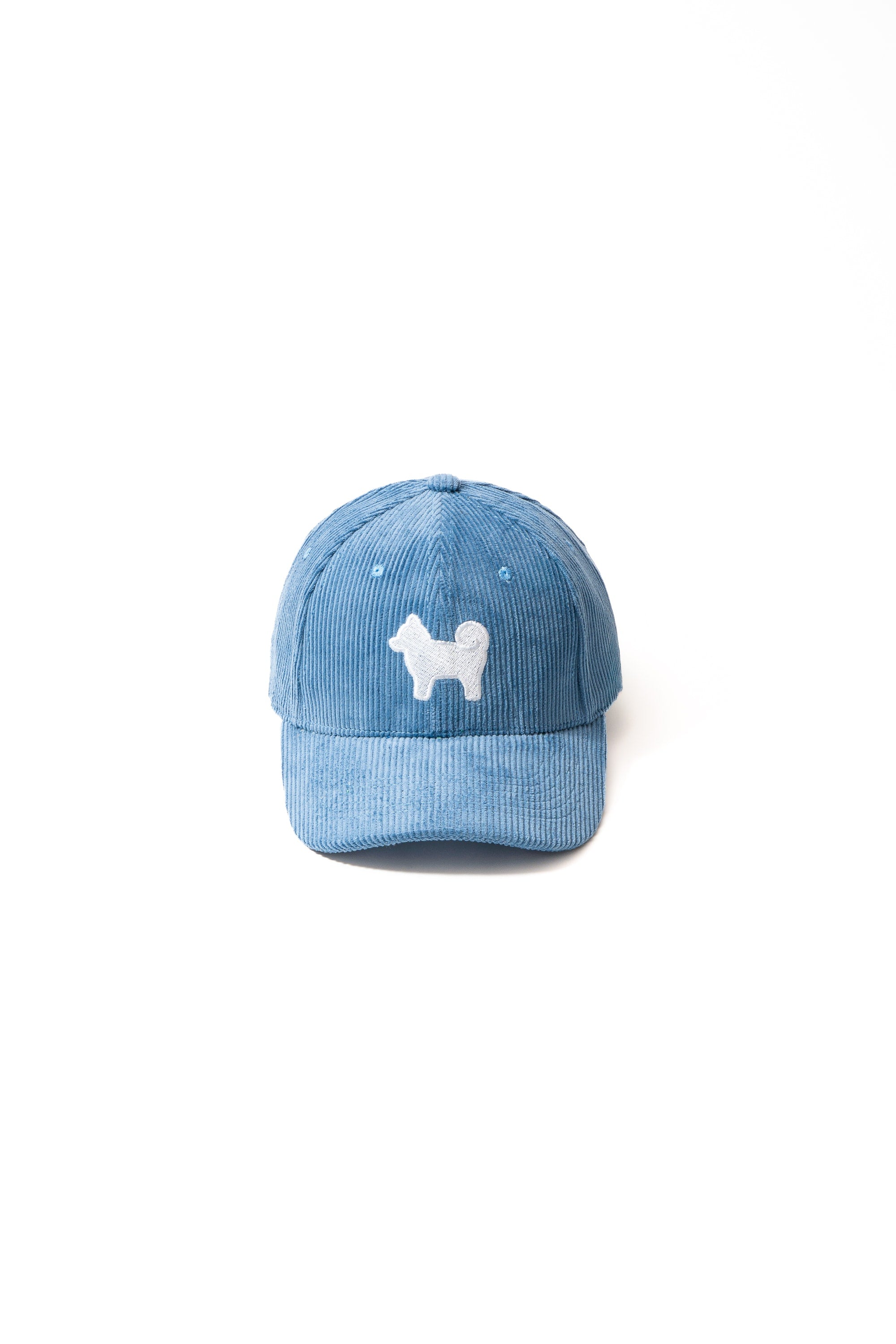 Shiba Inu Dog Embroidered Corduroy Baseball Cap - Mediterranean Blue
