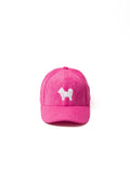 Shiba Inu Dog Embroidered Corduroy Baseball Cap - Raspberry Sorbet