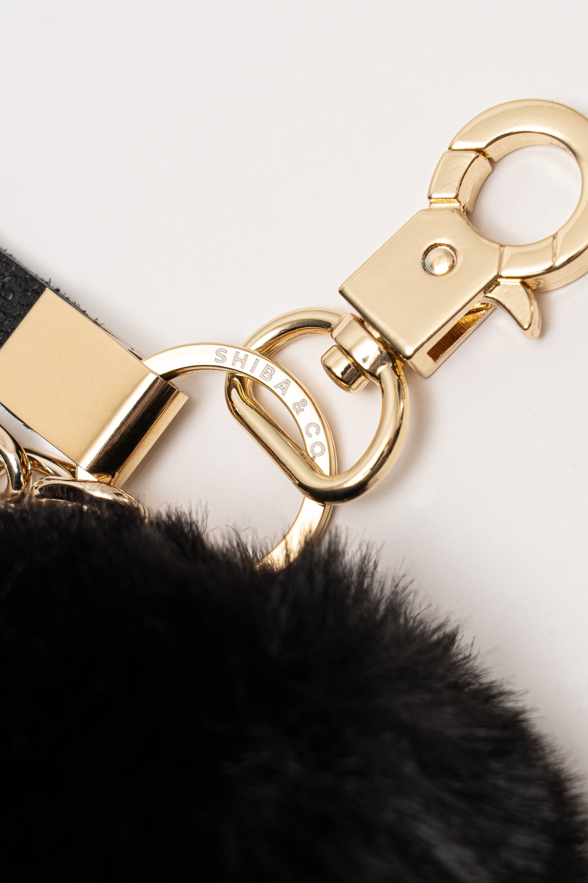 Fluffy Dog Paw Bag Charm - Italian Leather with Faux Fur - Black