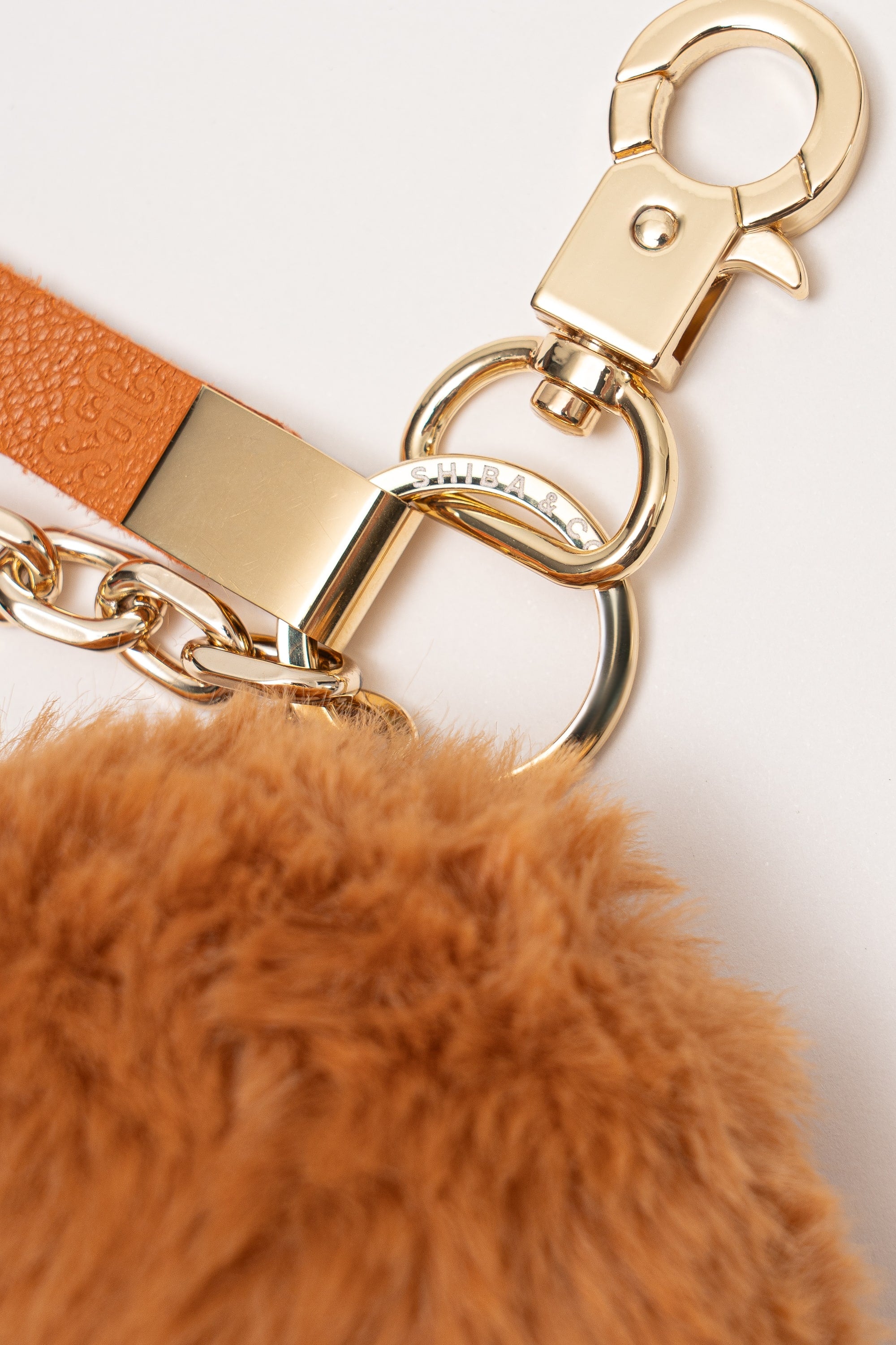 Fluffy Dog Paw Bag Charm - Italian Leather with Faux Fur - Red Orange