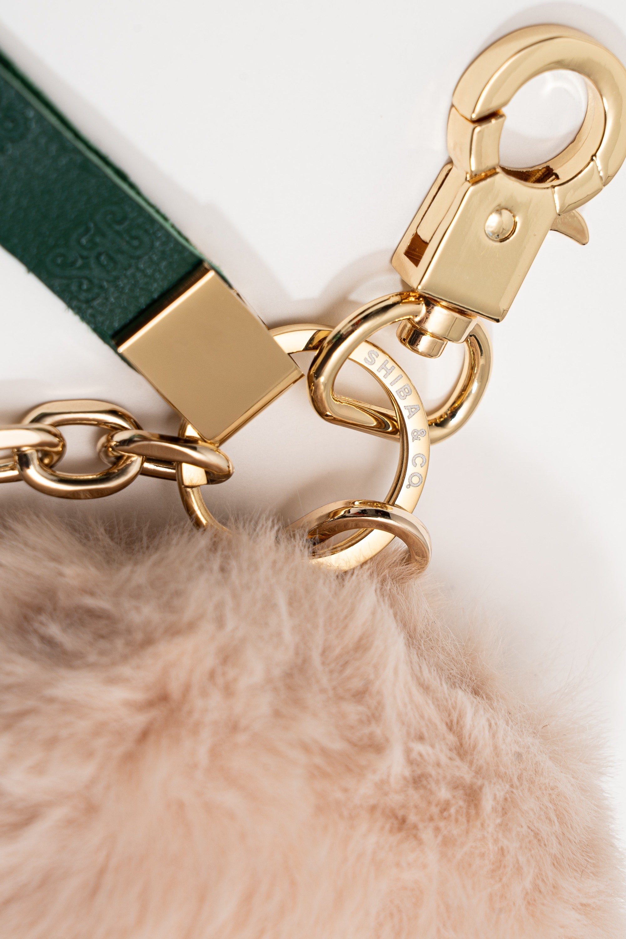 Fluffy Dog Paw Bag Charm - Italian Leather with Faux Fur - Cream White