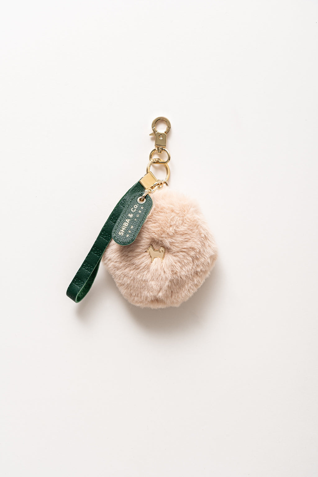 Fluffy Dog Paw Bag Charm - Italian Leather with Faux Fur - Cream White