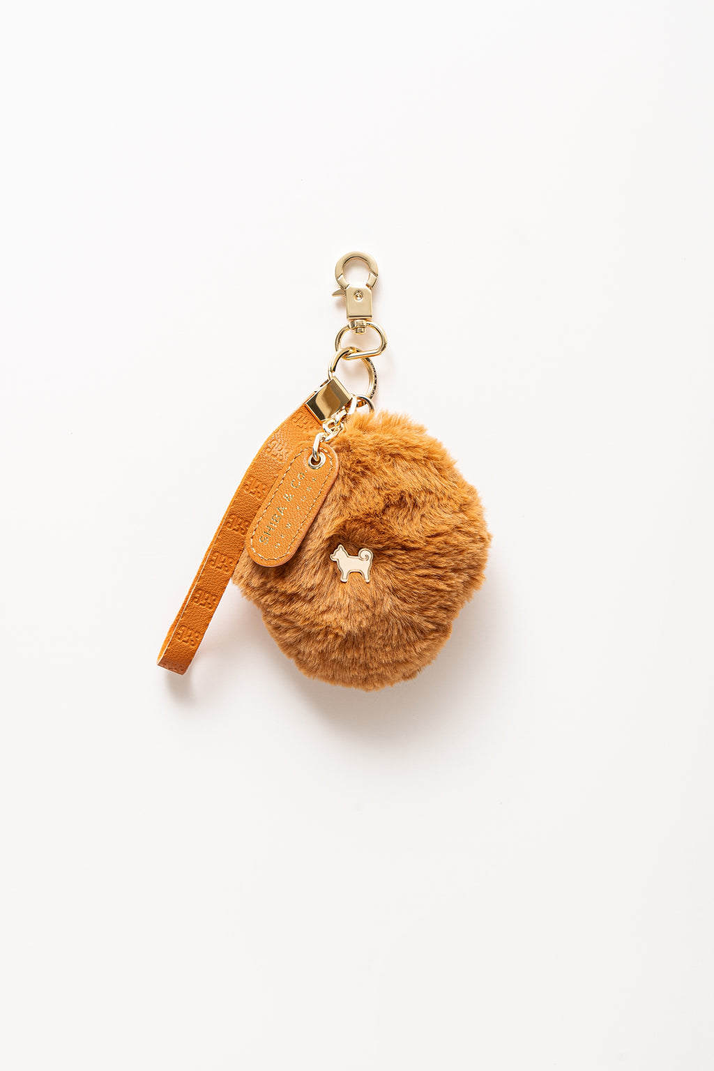 Fluffy Dog Paw Bag Charm - Italian Leather with Faux Fur - Red Orange