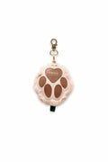 Fluffy Dog Paw Bag Charm - Italian Leather with Faux Fur - Cream White