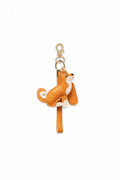 SC Monogram Shiba Inu Bag Charm In Italian Leather - Red Orange