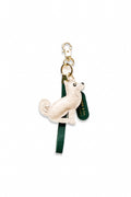 SC Monogram Shiba Inu Bag Charm In Italian Leather - Cream White