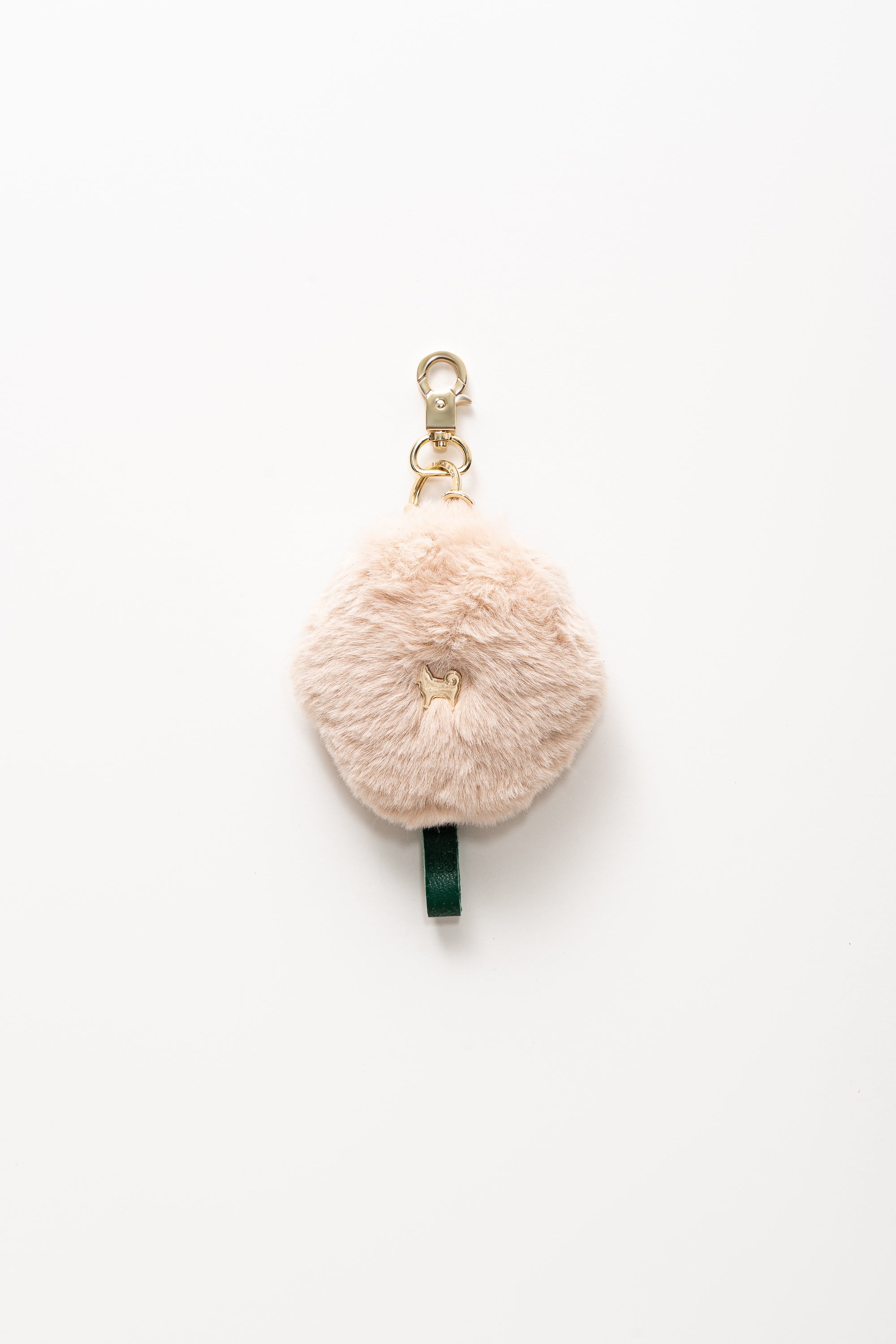 Fluffy Dog Paw Bag Charm - Italian Leather with Faux Fur - Cream White