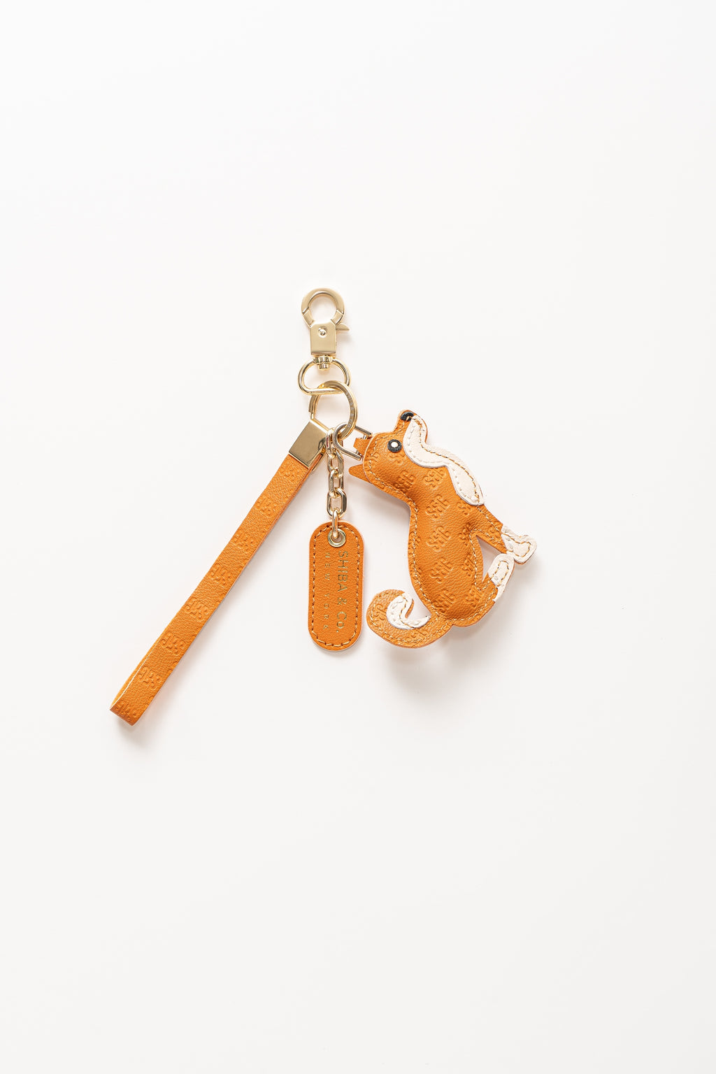 SC Monogram Shiba Inu Bag Charm In Italian Leather - Red Orange