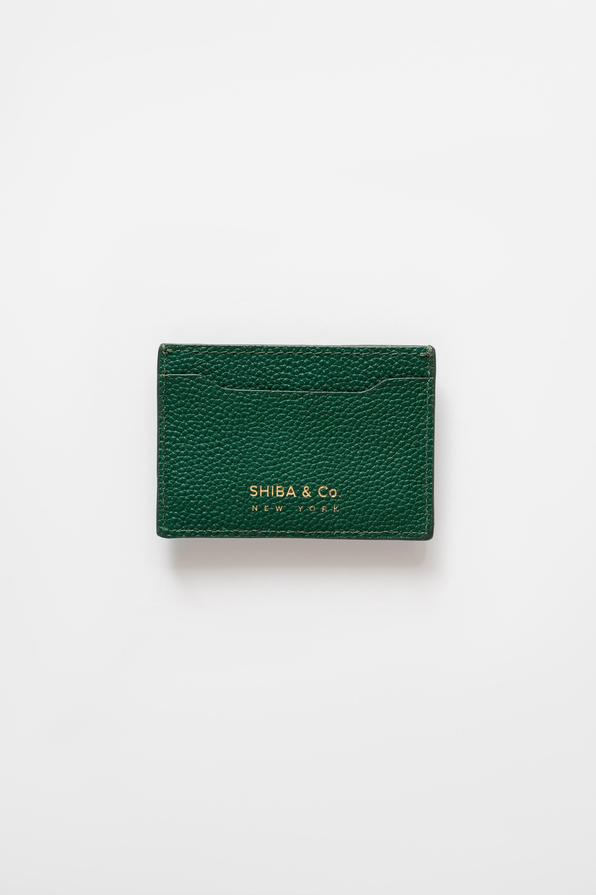SHIBA & CO. Italian Pebble Grain Leather Cardholder Wallet - Forest Green