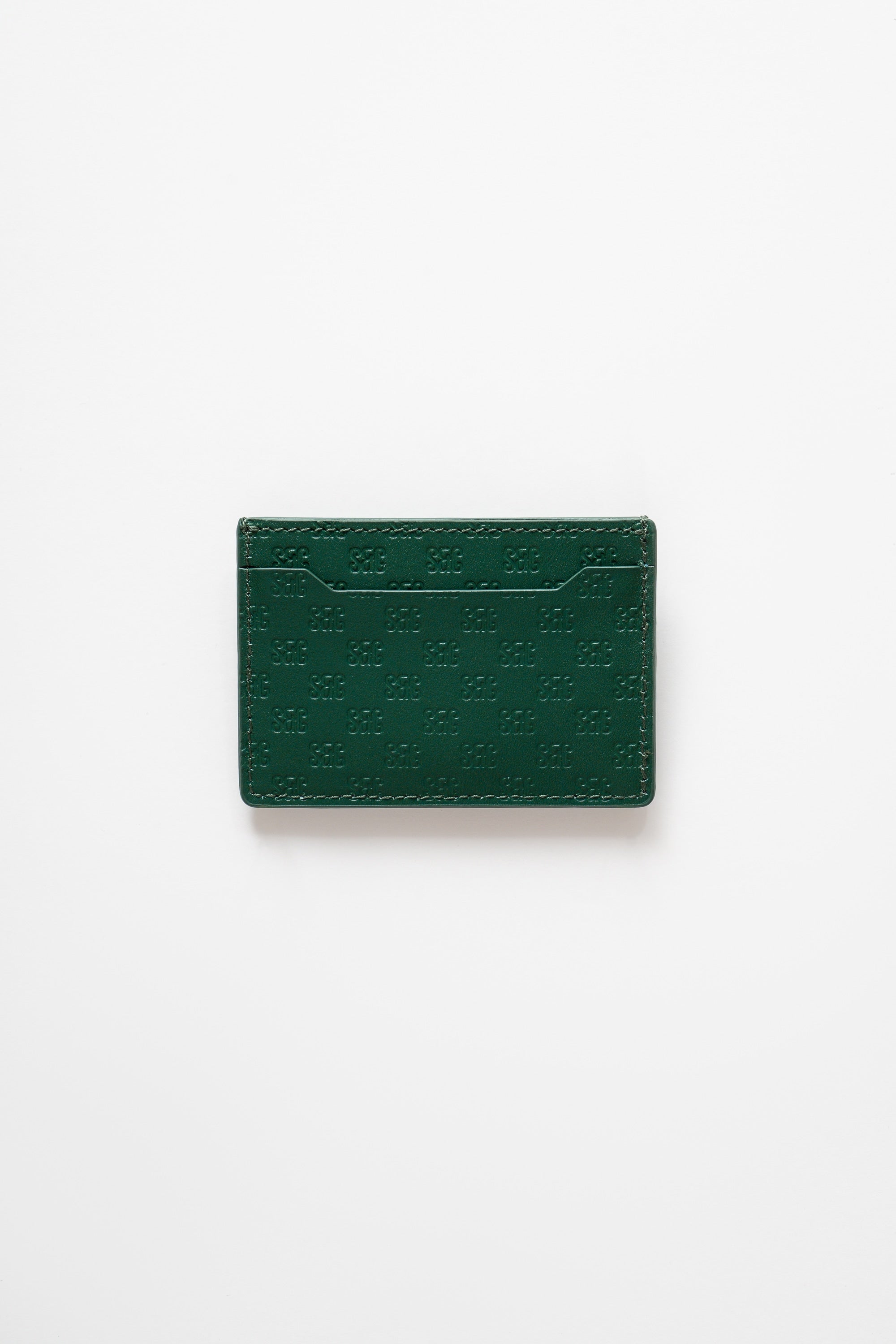 SC Monogram Italian Calf Leather Cardholder Wallet - Forest Green