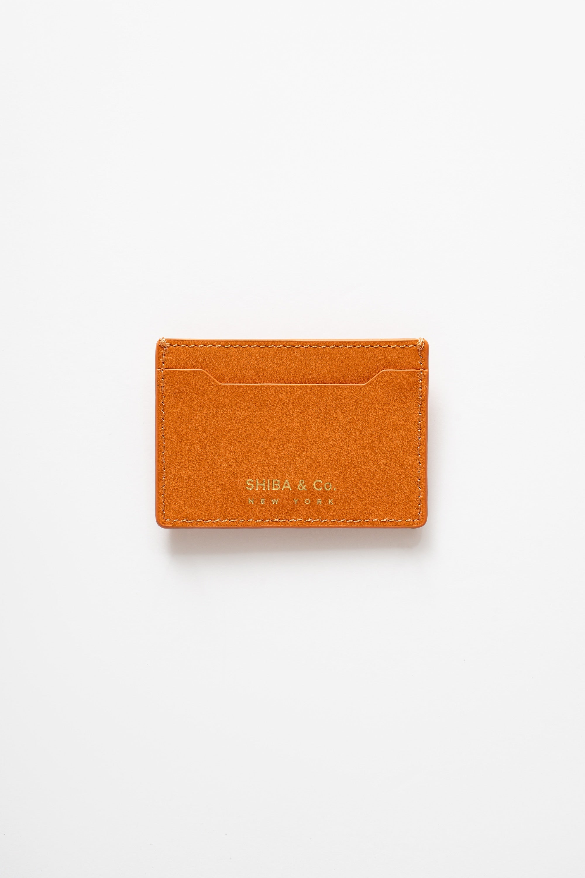 SHIBA & CO. Italian Leather Cardholder Wallet - Iconic Orange