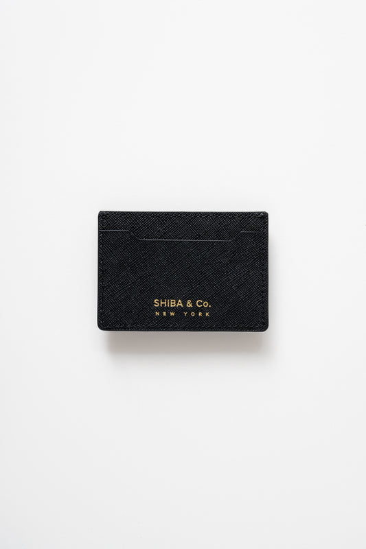 SHIBA & CO. Italian Saffiano Leather Cardholder Wallet - Iconic Black