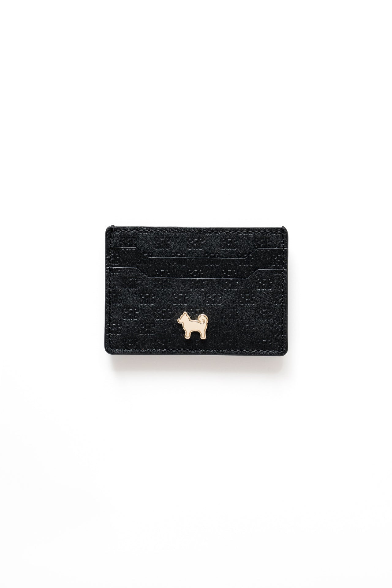 SC Monogram Italian Calf Leather Cardholder Wallet - Iconic Black