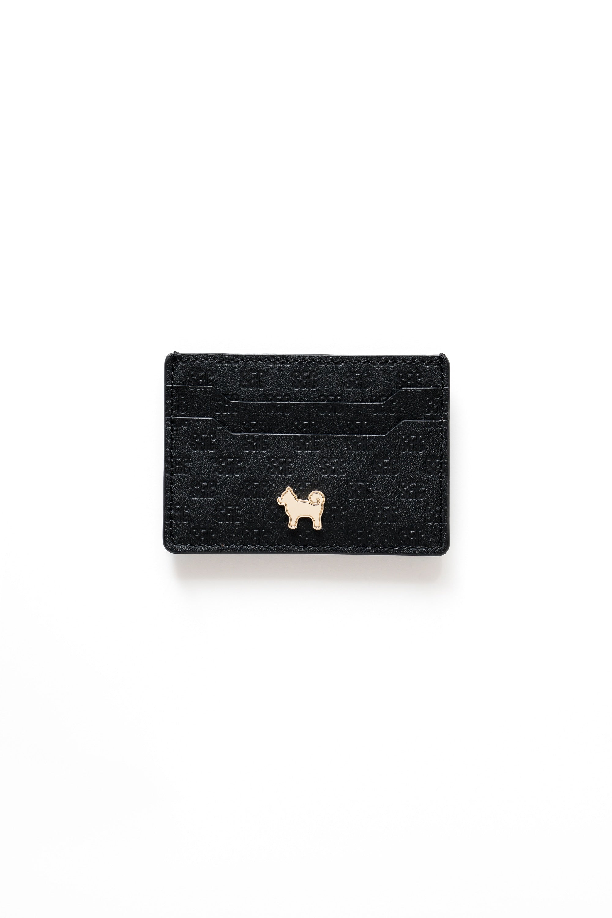 SC Monogram Italian Calf Leather Cardholder Wallet - Iconic Black