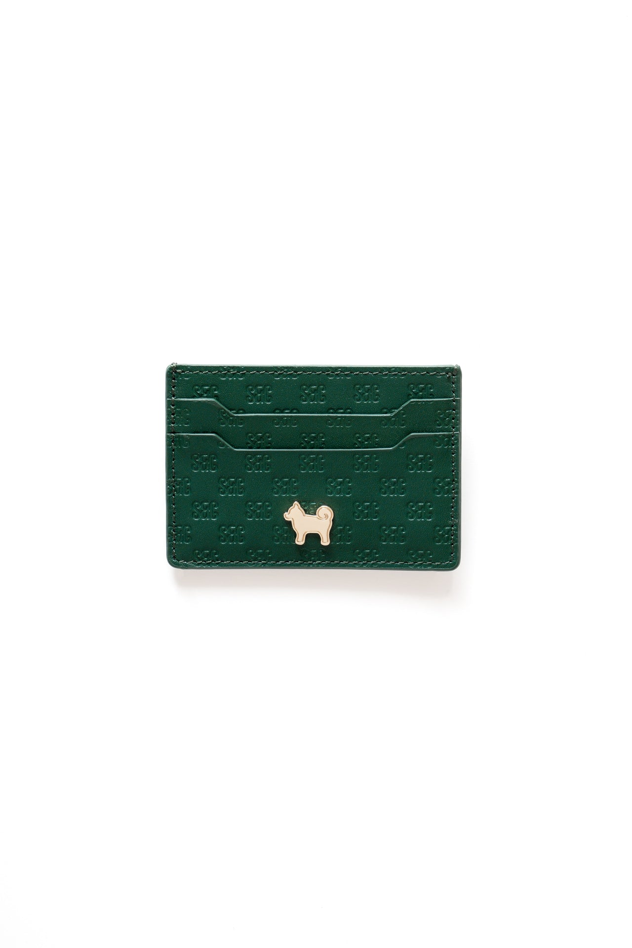 SC Monogram Italian Calf Leather Cardholder Wallet - Forest Green