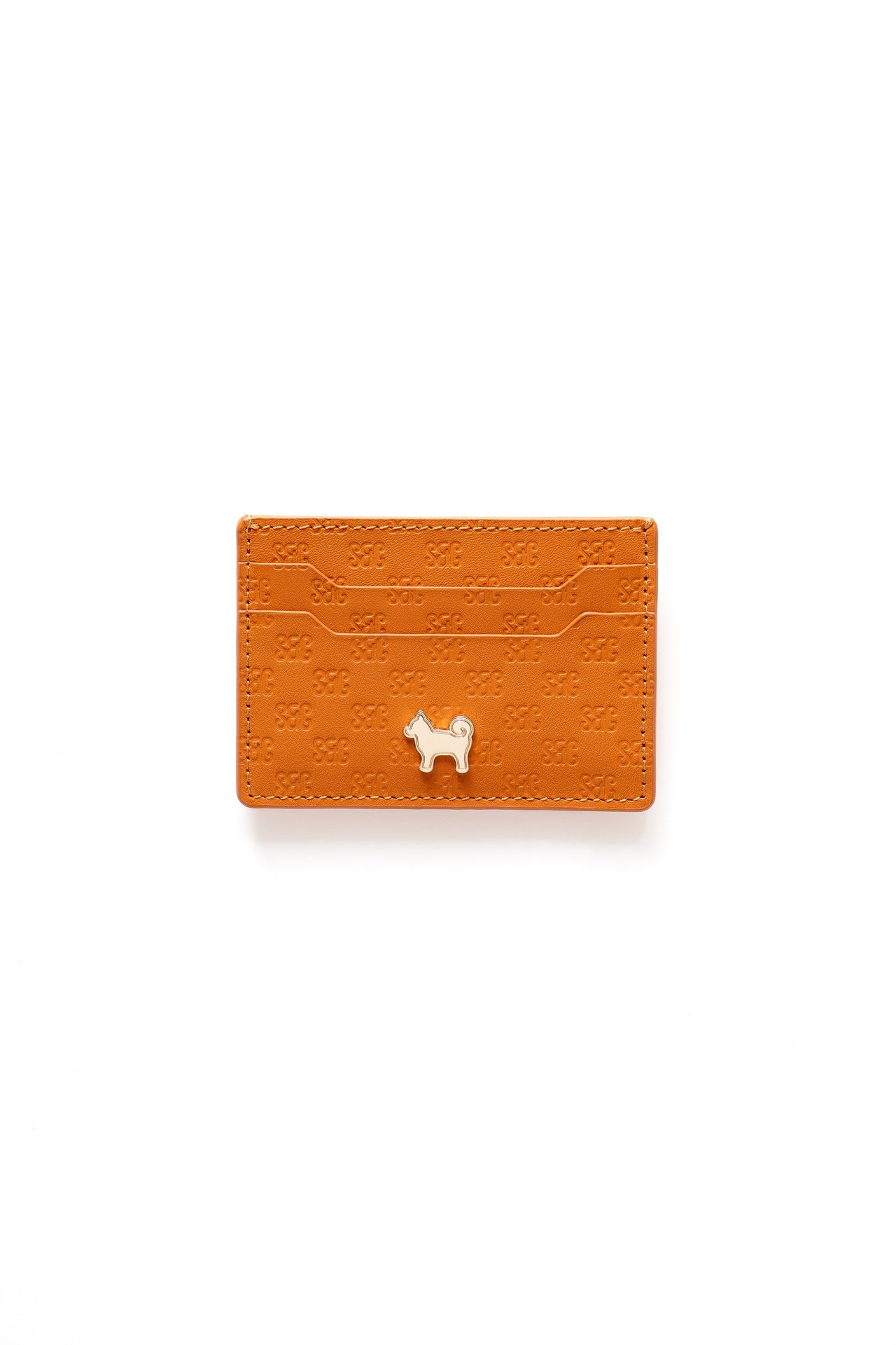 SC Monogram Italian Calf Leather Cardholder Wallet - Iconic Orange