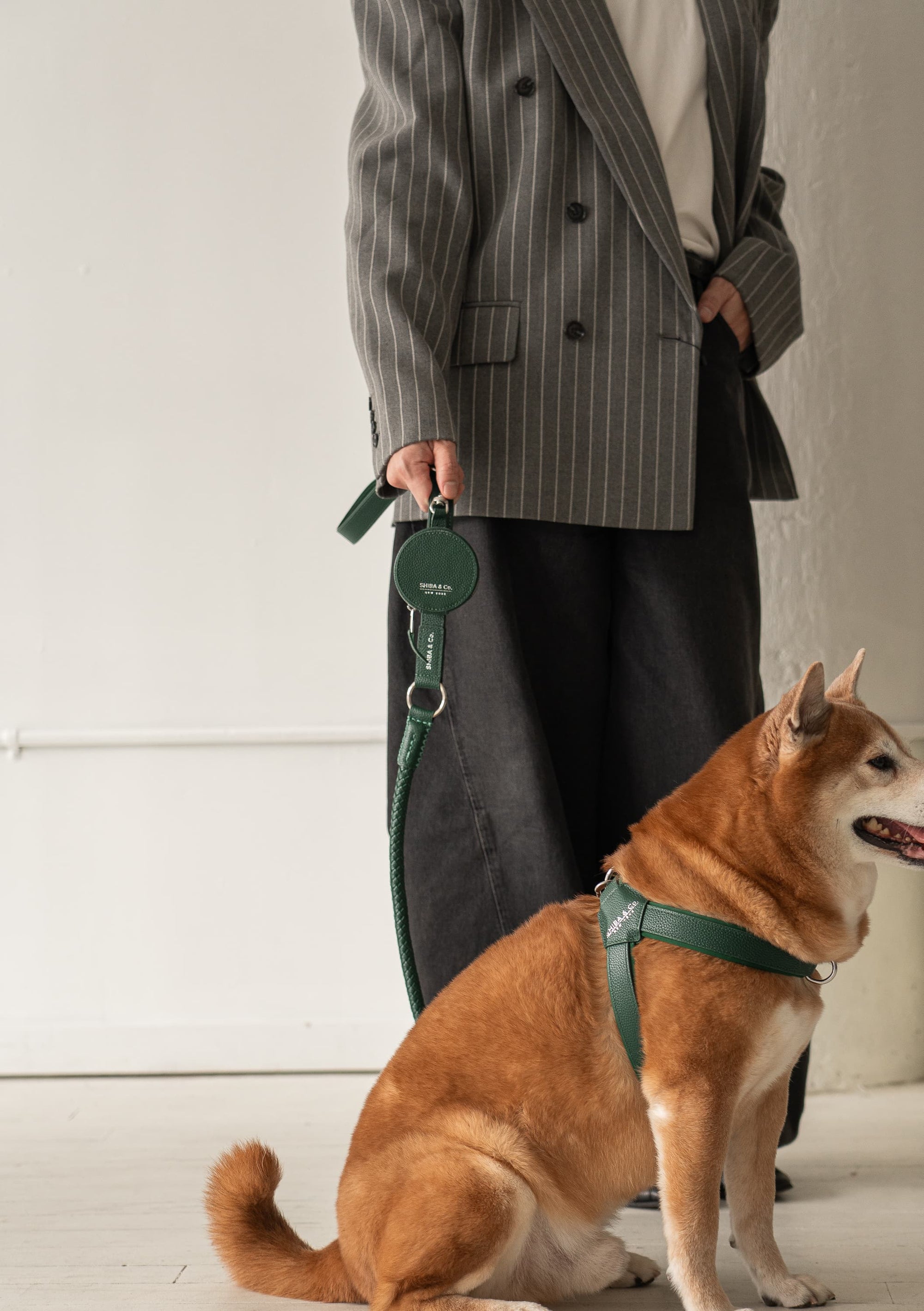 Roma Dog Waste Bag Dispenser In Italian Leather - Forest Green