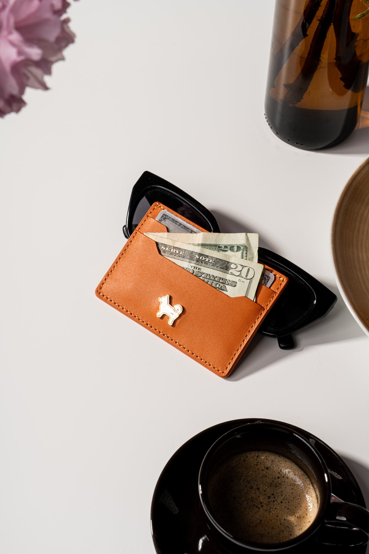 SHIBA & CO. Italian Leather Cardholder Wallet - Iconic Orange