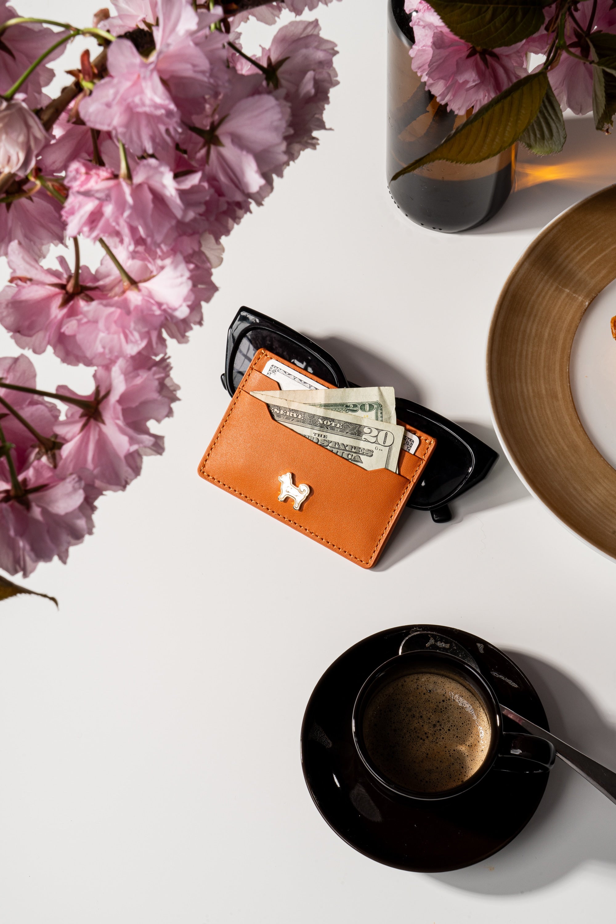 SHIBA & CO. Italian Leather Cardholder Wallet - Iconic Orange