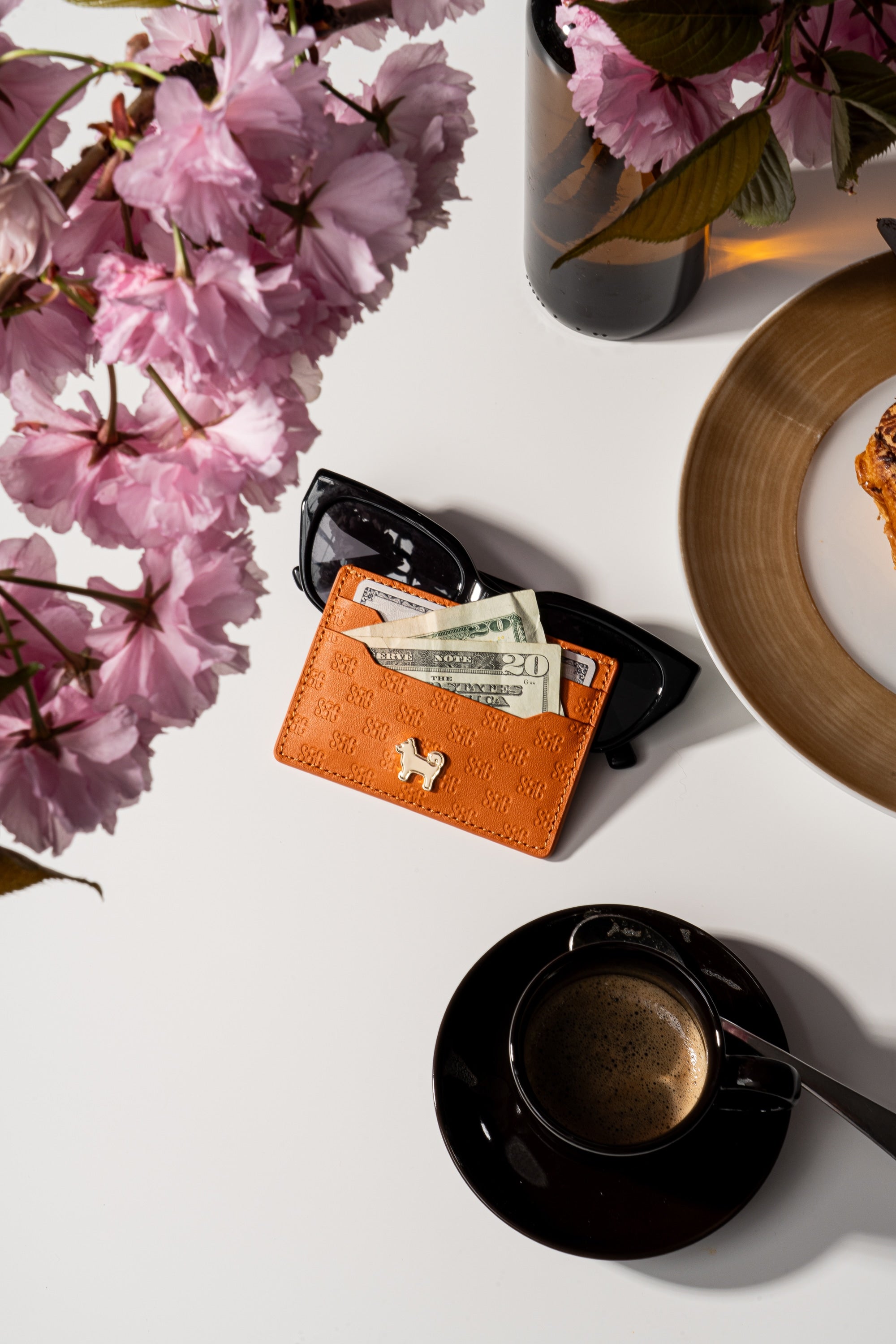 SC Monogram Italian Calf Leather Cardholder Wallet - Iconic Orange