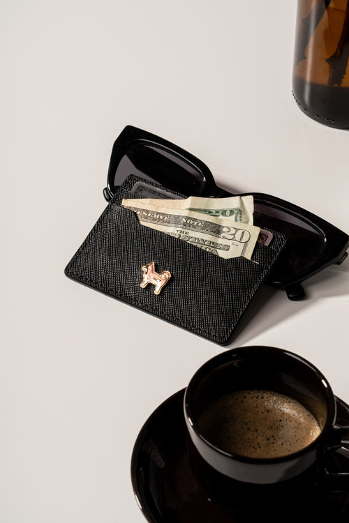 SHIBA & CO. Italian Saffiano Leather Cardholder Wallet - Iconic Black