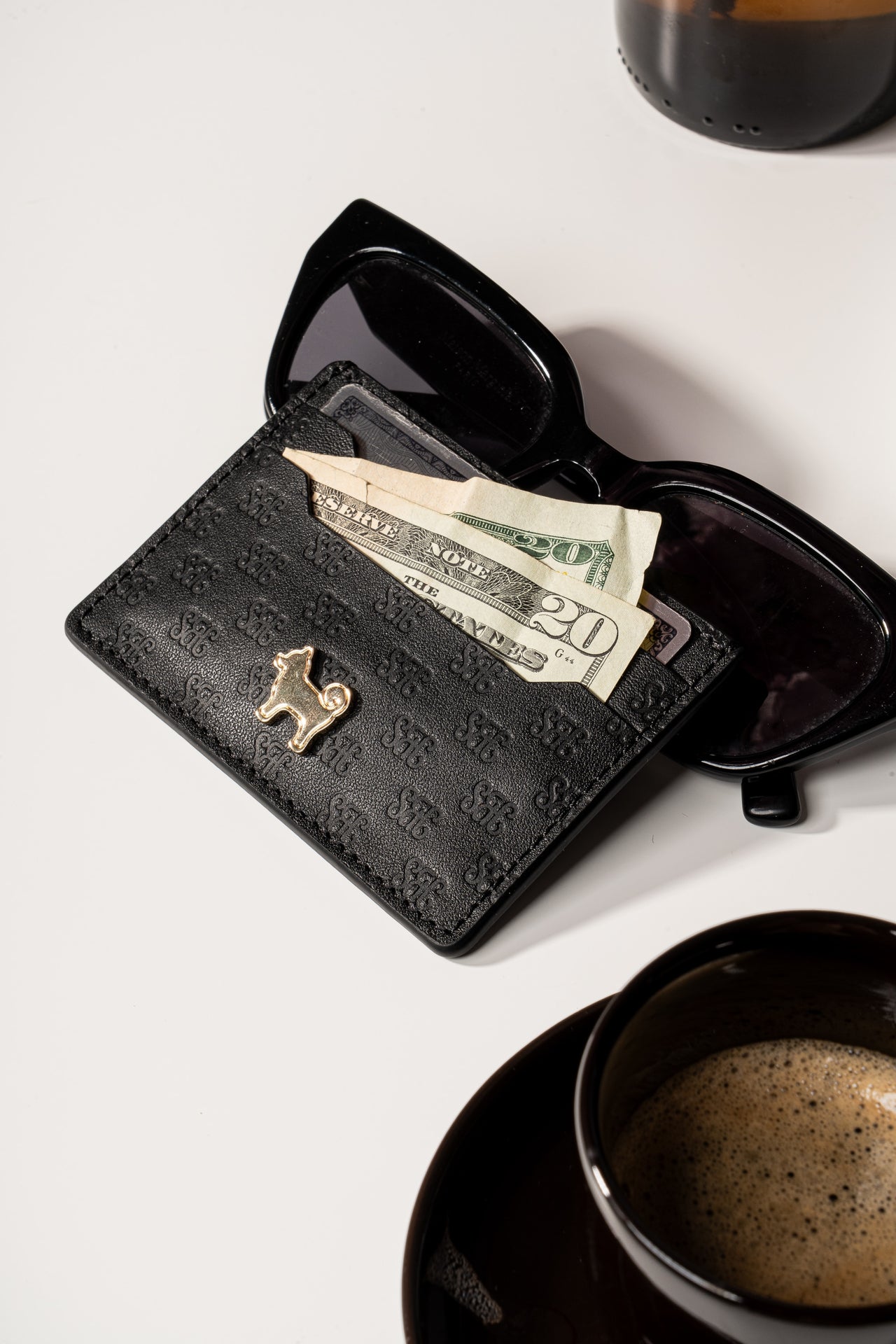 SC Monogram Italian Calf Leather Cardholder Wallet - Iconic Black