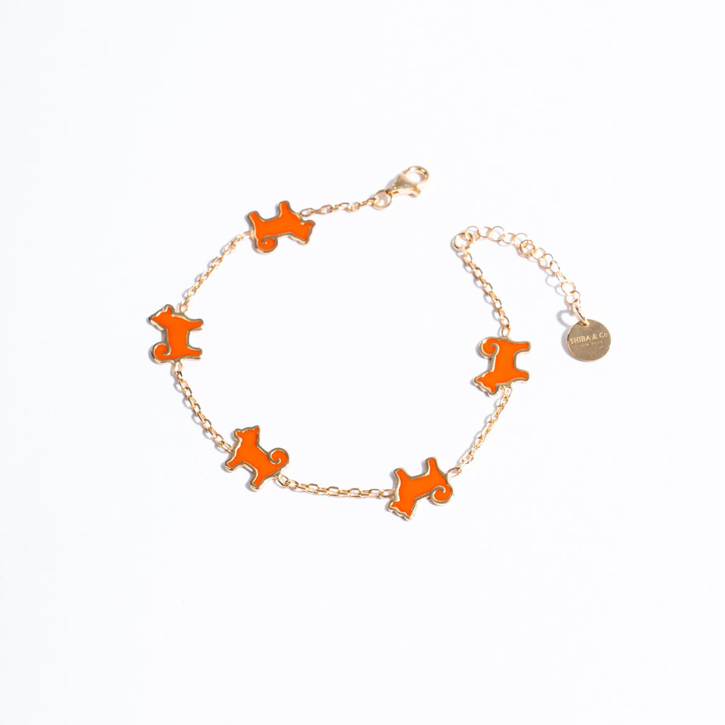 Shiba Inu Dog Bracelet - 24K Gold Plated - Iconic Orange