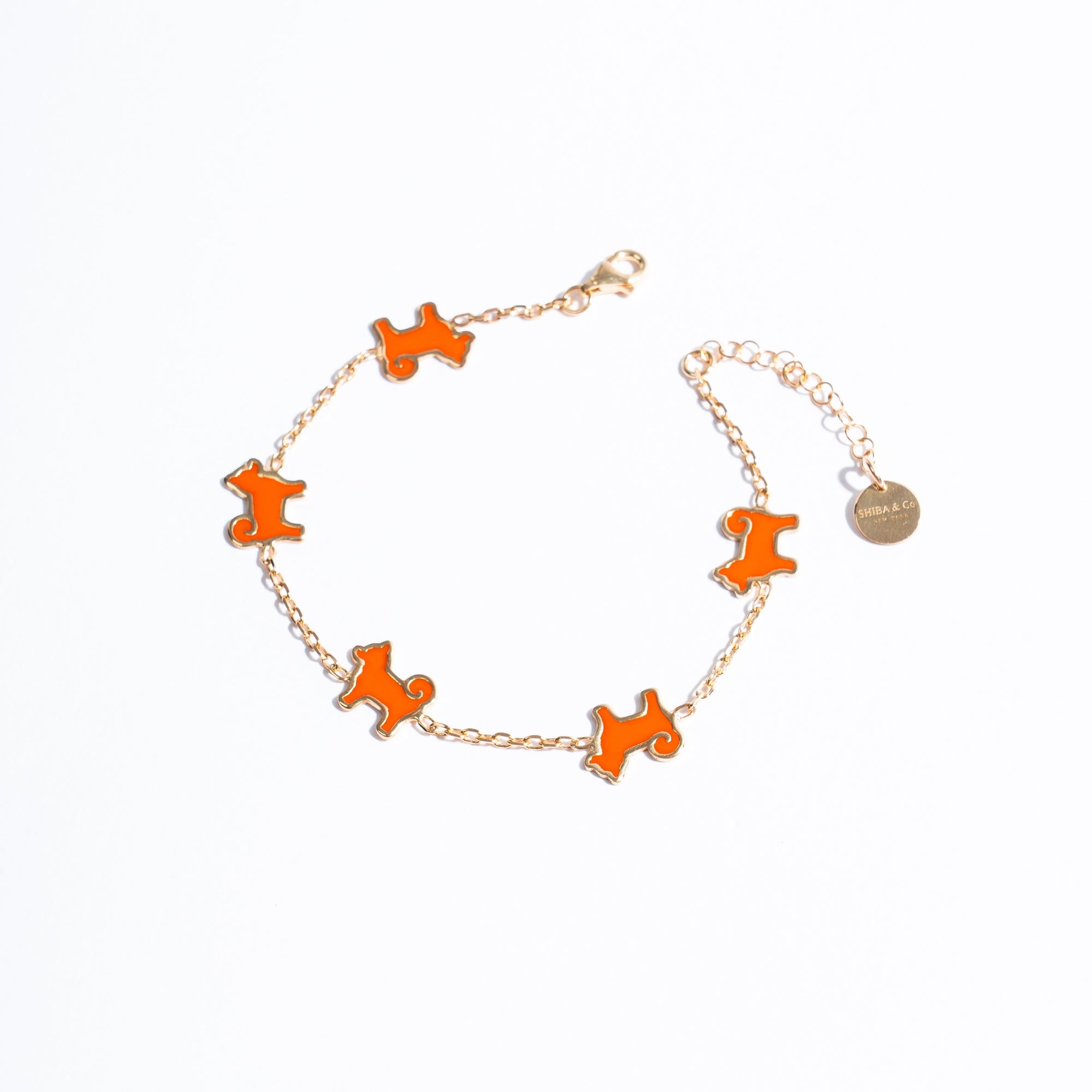 Shiba Inu Dog Bracelet - 24K Gold Plated - Iconic Orange
