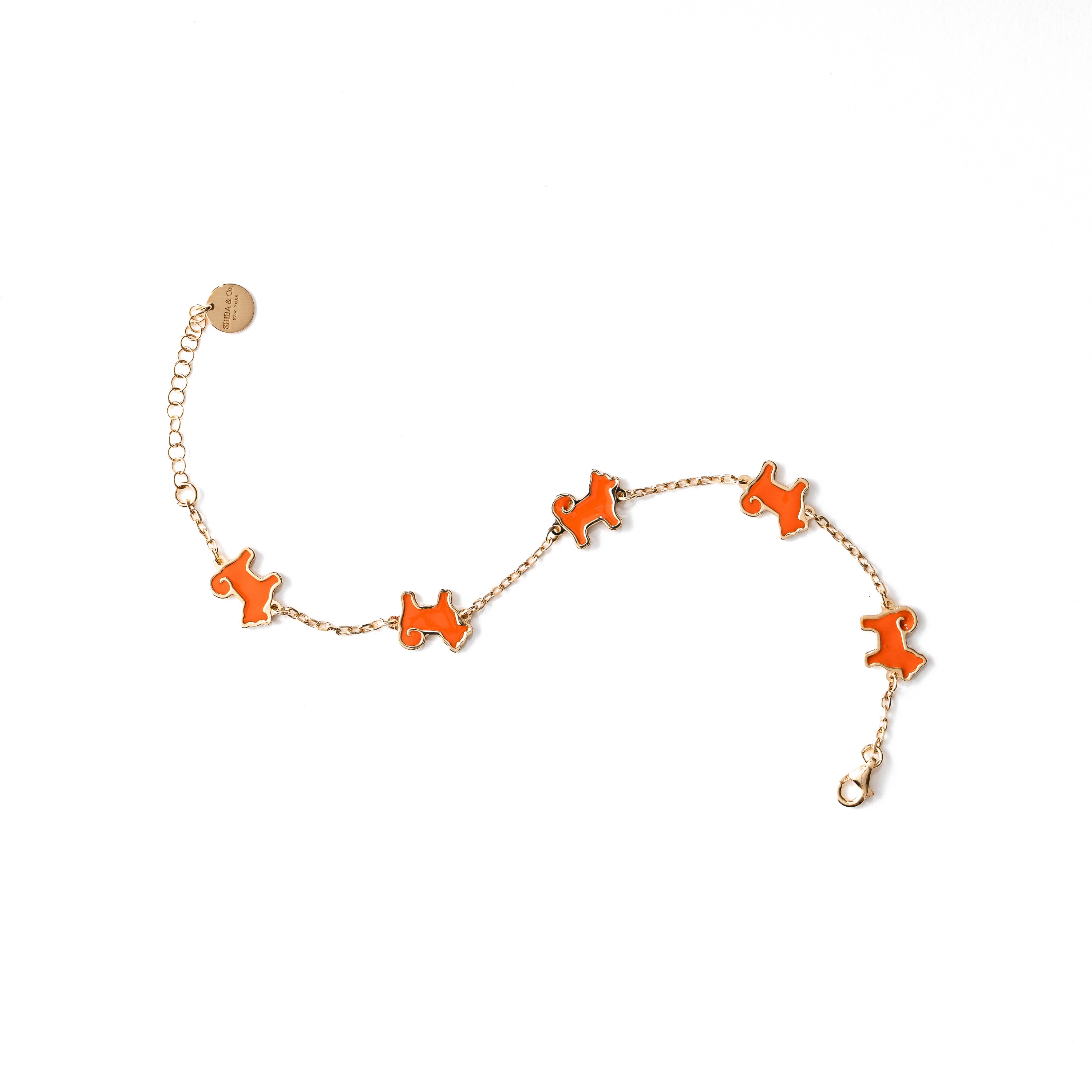 Shiba Inu Dog Bracelet - 24K Gold Plated - Iconic Orange