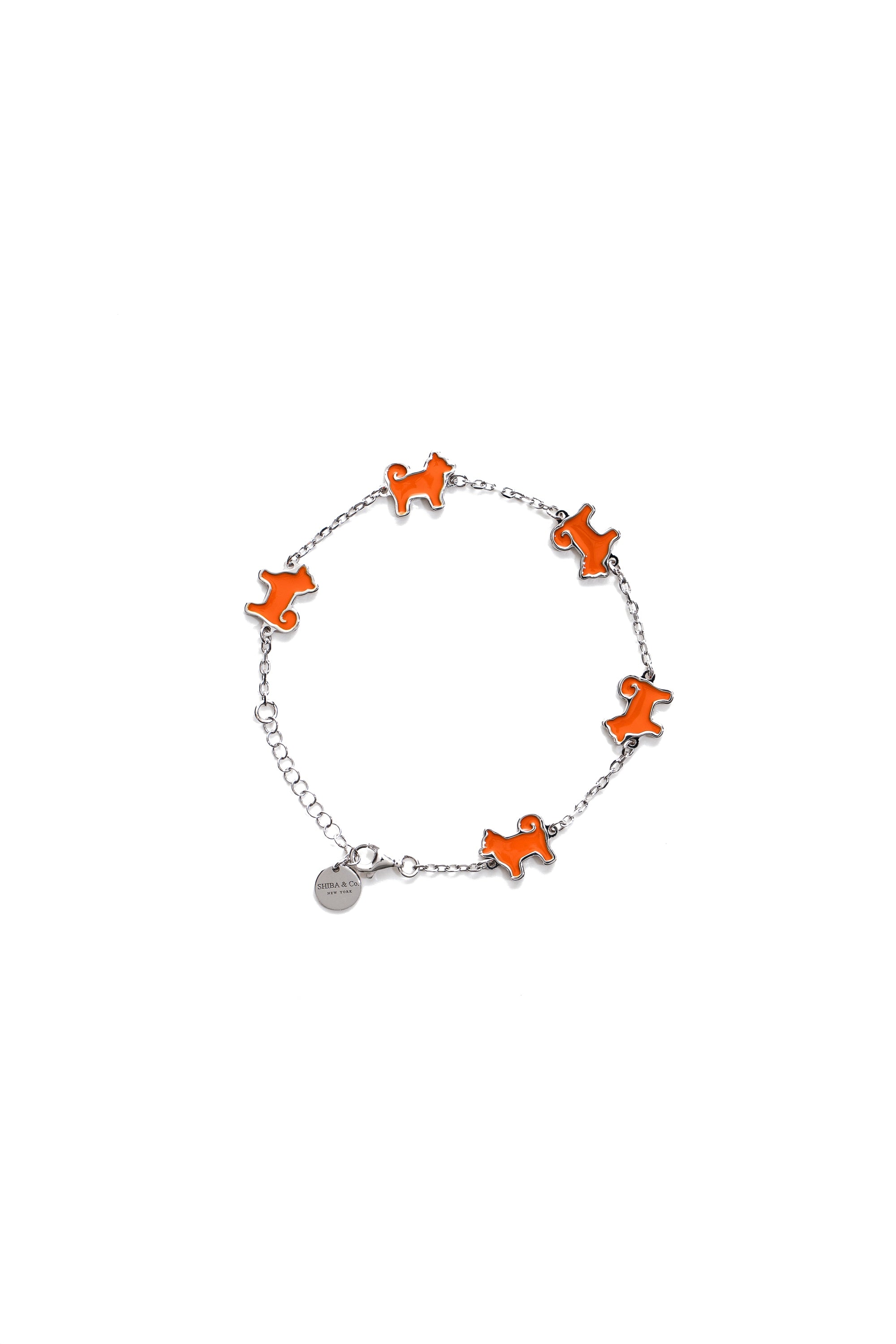 Shiba Inu Dog Bracelet – 925 Sterling Silver, Iconic Orange