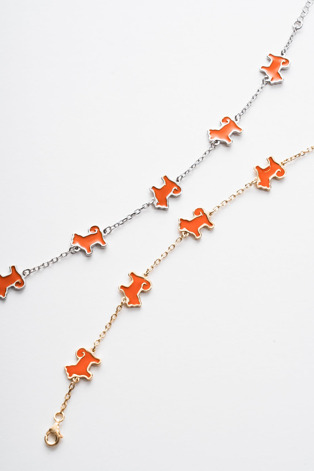 Shiba Inu Dog Bracelet – 925 Sterling Silver, Iconic Orange