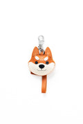 Shiba Inu Bag Charm In Italian Leather - Red Orange