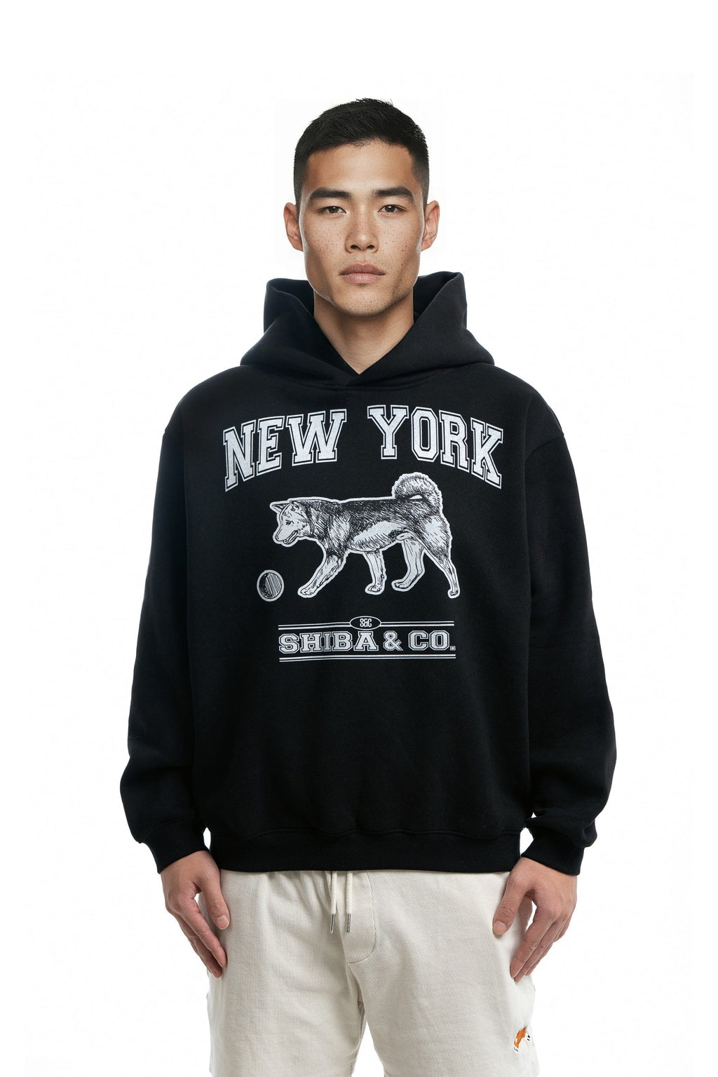 Classic New York Shiba Inu Fleeced Boxy Hoodie