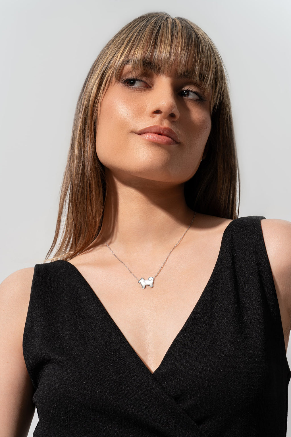 Shiba Inu Dog Pendant - 925 Sterling Silver - Mother Of Pearl
