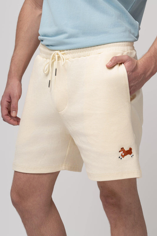 Club Shiba Embroidered 6-Inch Corduroy Short - Sandshell Beige