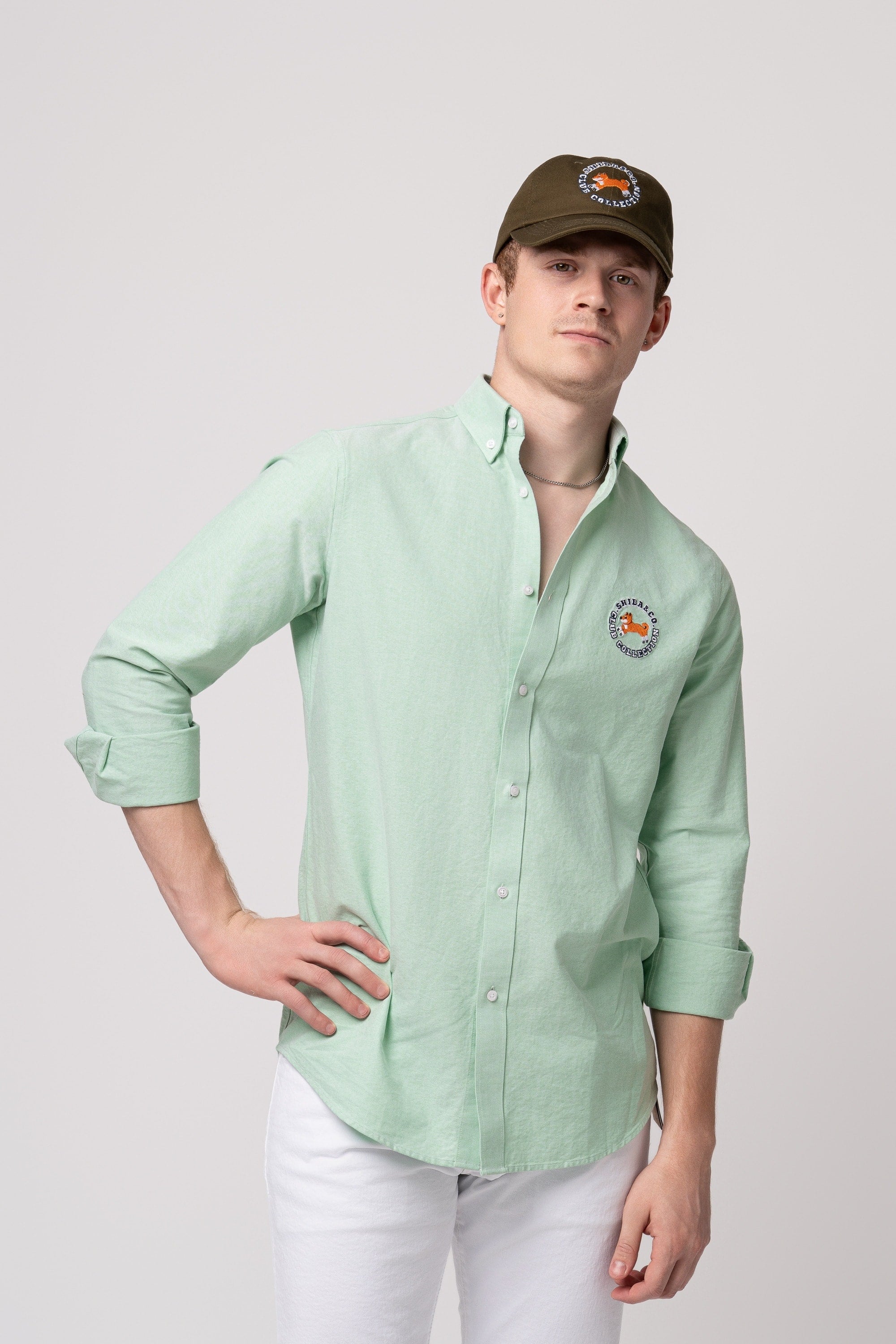 Club Shiba Embroidered Oxford Shirt - Park Mint