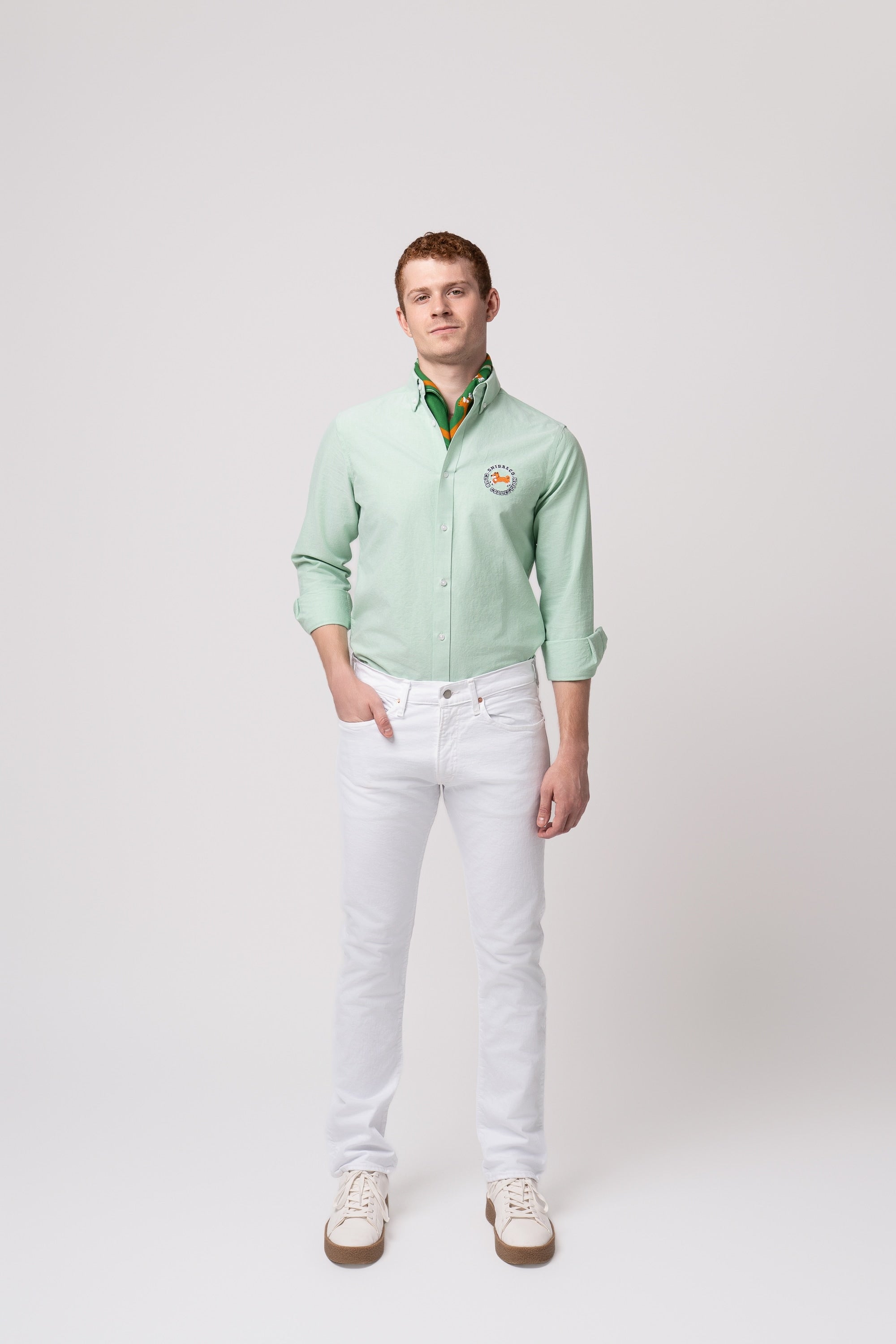 Club Shiba Embroidered Oxford Shirt - Park Mint