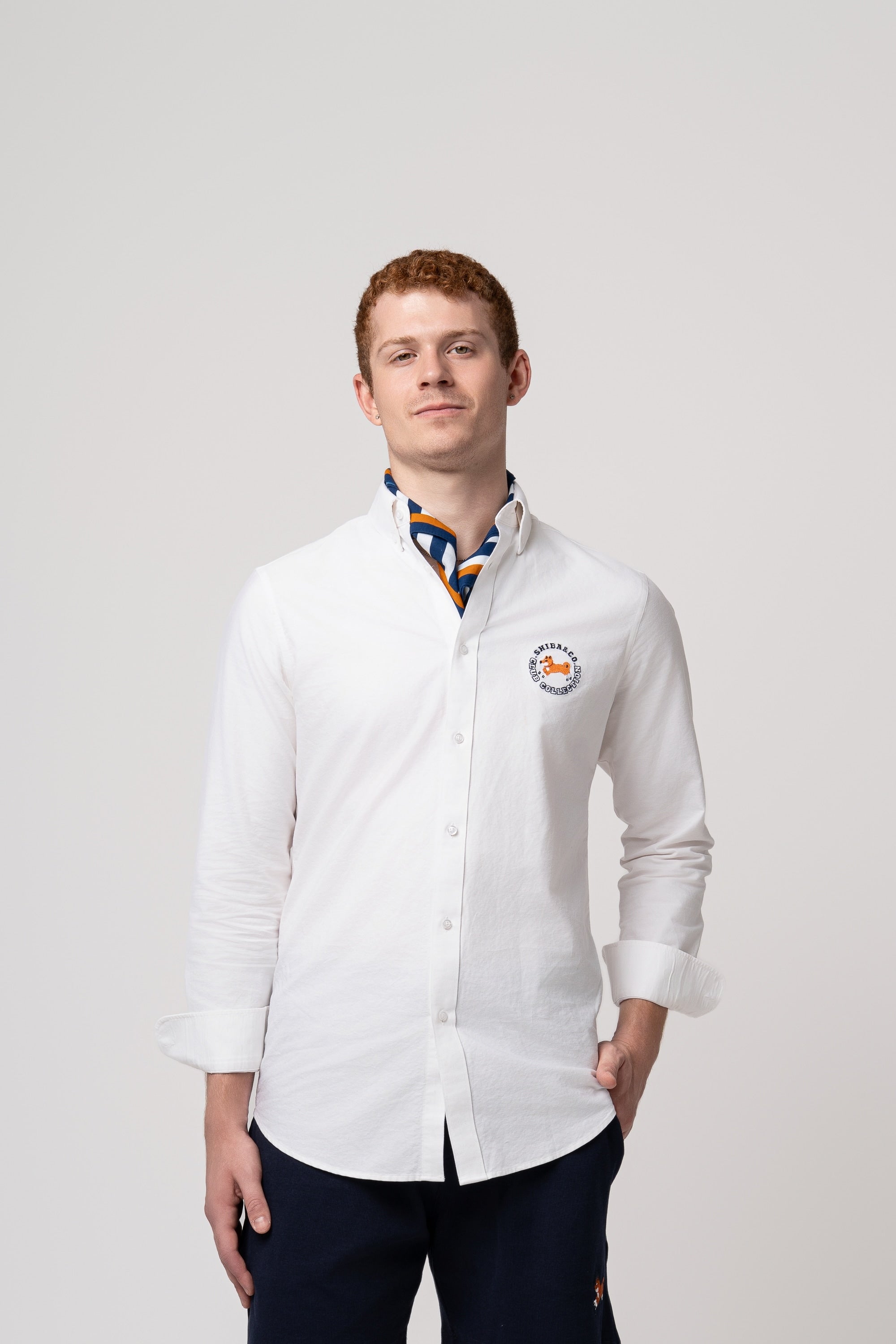 Club Shiba Embroidered Oxford Shirt - White