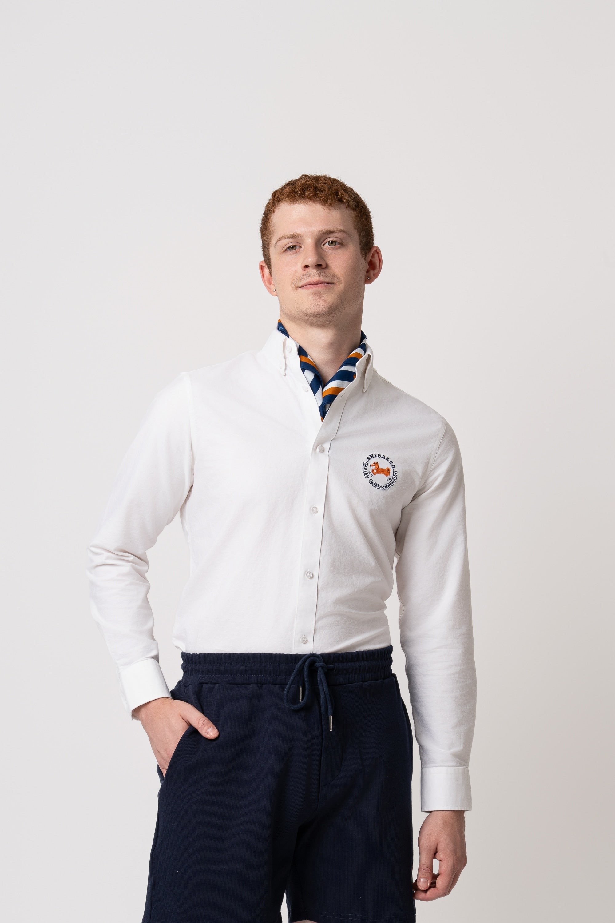 Club Shiba Embroidered Oxford Shirt - White