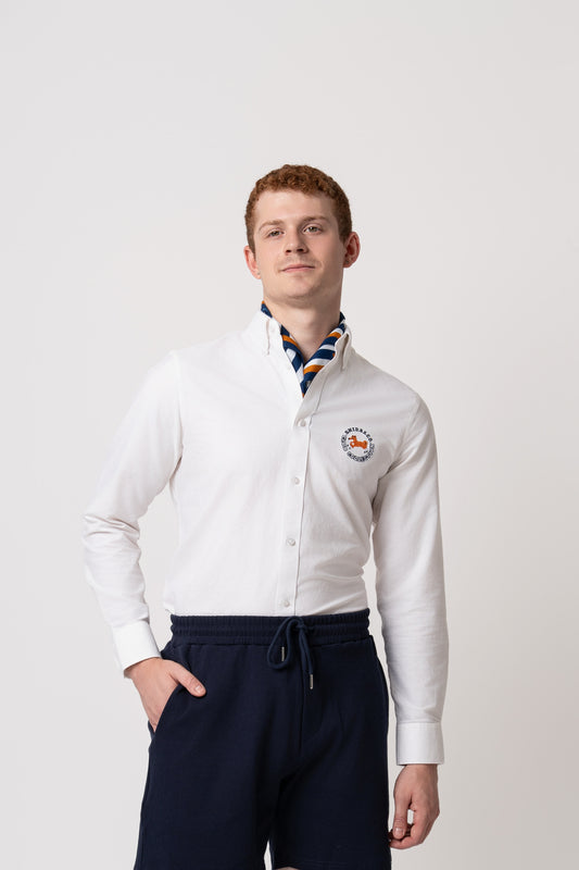 Club Shiba Embroidered Oxford Shirt - White