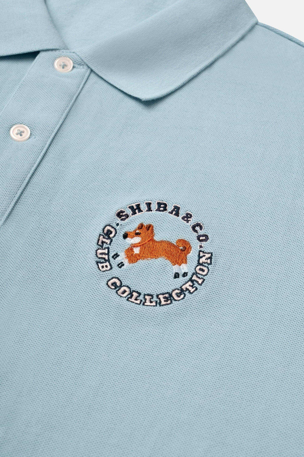 Club Shiba Embroidered Polo Shirt - Breeze Blue