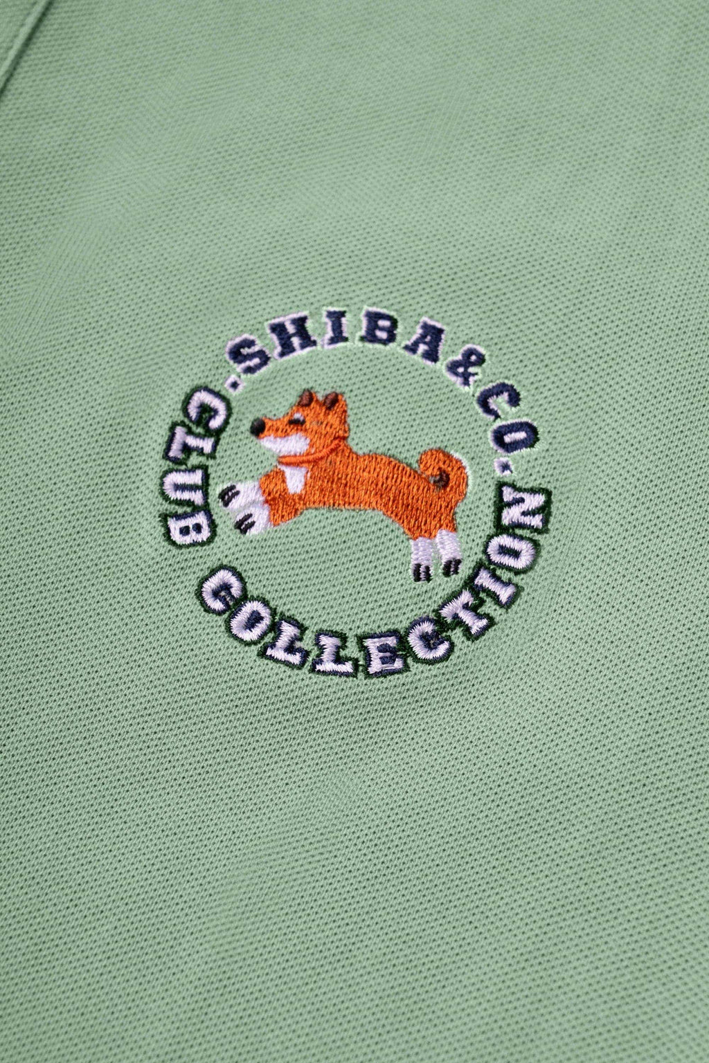 Club Shiba Embroidered Polo Shirt - Olive Green