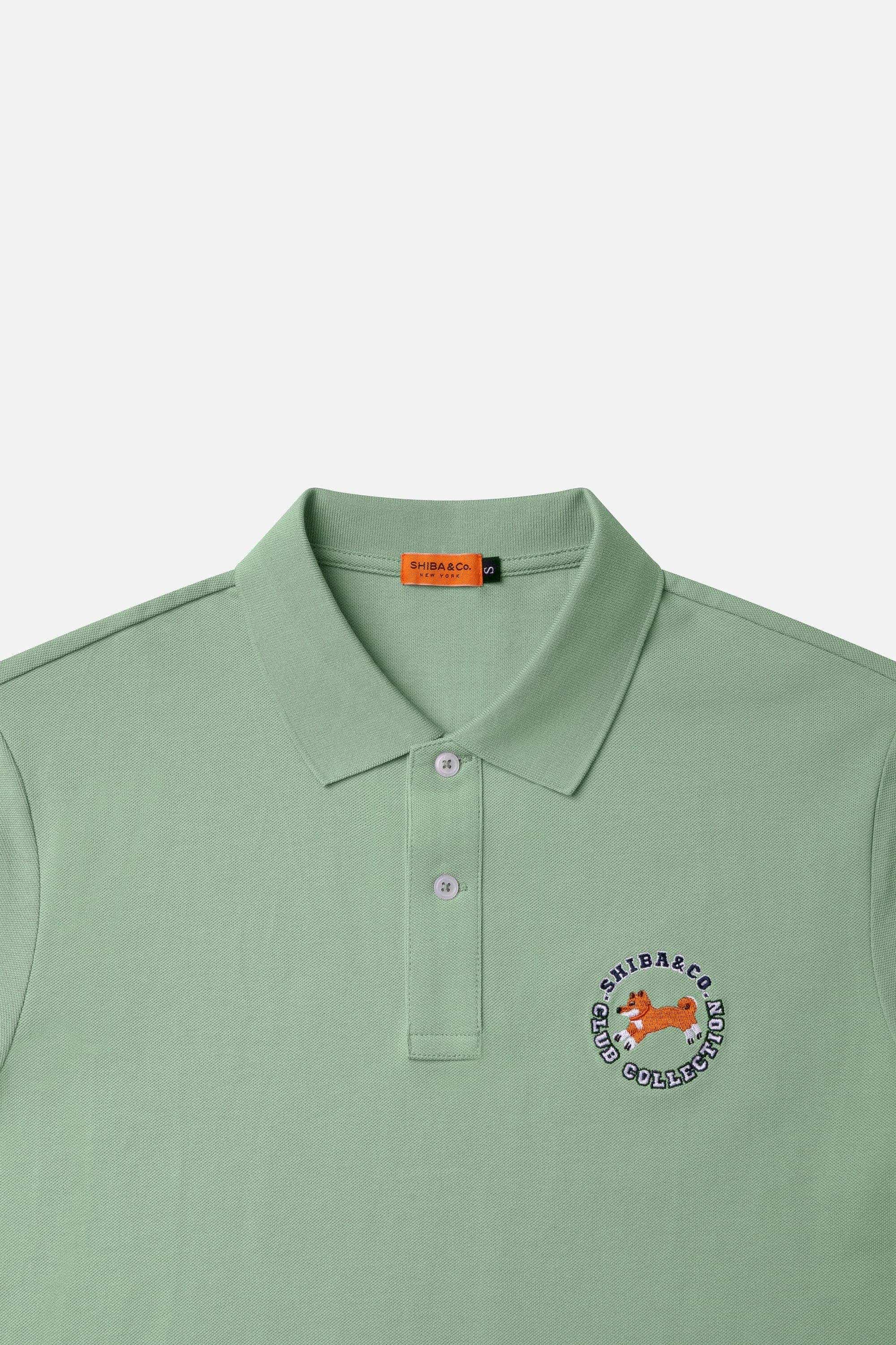 Club Shiba Embroidered Polo Shirt - Olive Green