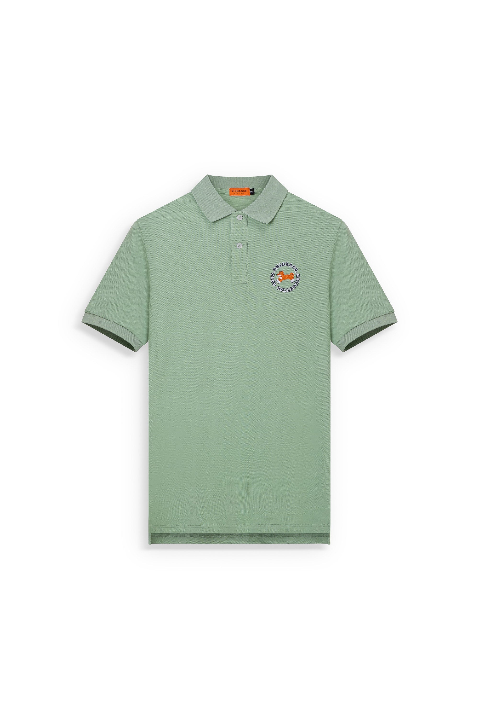 Club Shiba Embroidered Polo Shirt - Olive Green