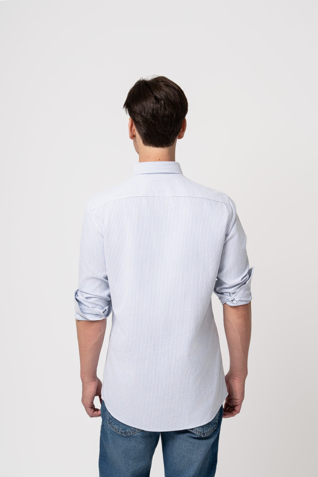 Club Shiba Embroidered Oxford Shirt - Blue Striped
