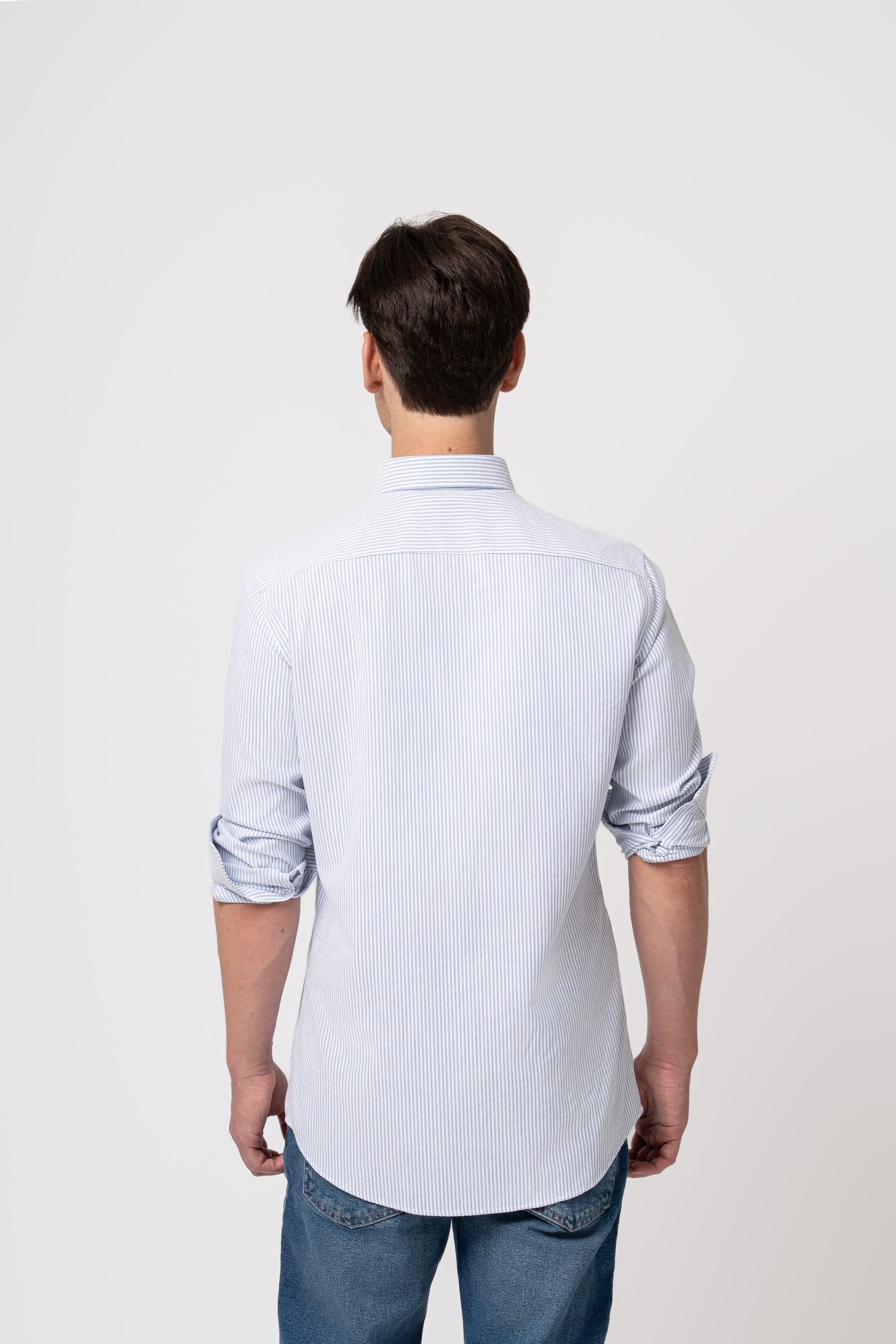 Club Shiba Embroidered Oxford Shirt - Blue Striped